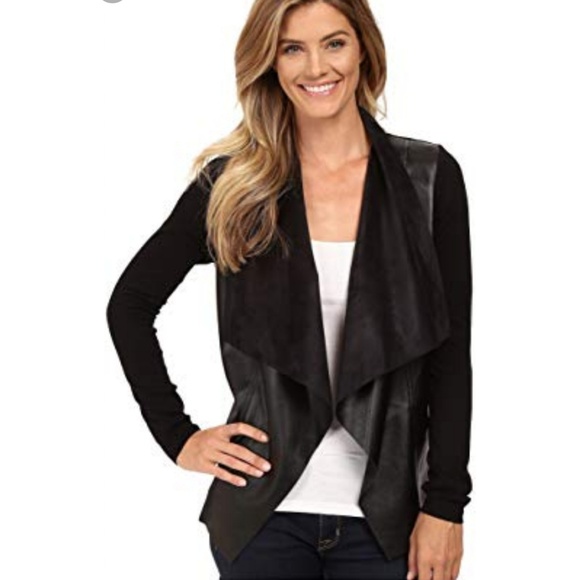 DKNYC Sweaters - DKNYC faux leather cardigan